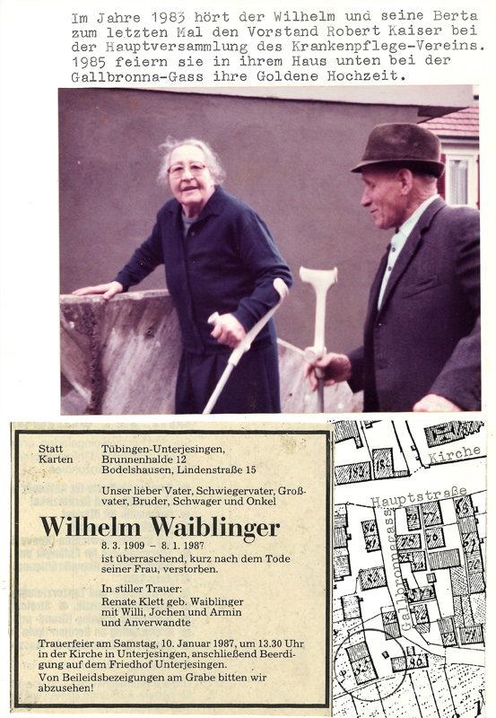 Berta + Wilhelm Waiblinger Ur-Unterjesinger verst. 1987